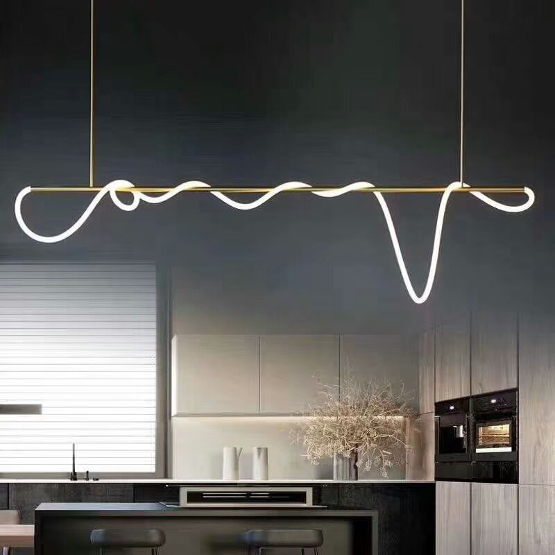 Italian Minimalist lustre sala de estar Creative bar quarto Line restaurante Led luminária Hanging iluminação DIY luminária pendente Home