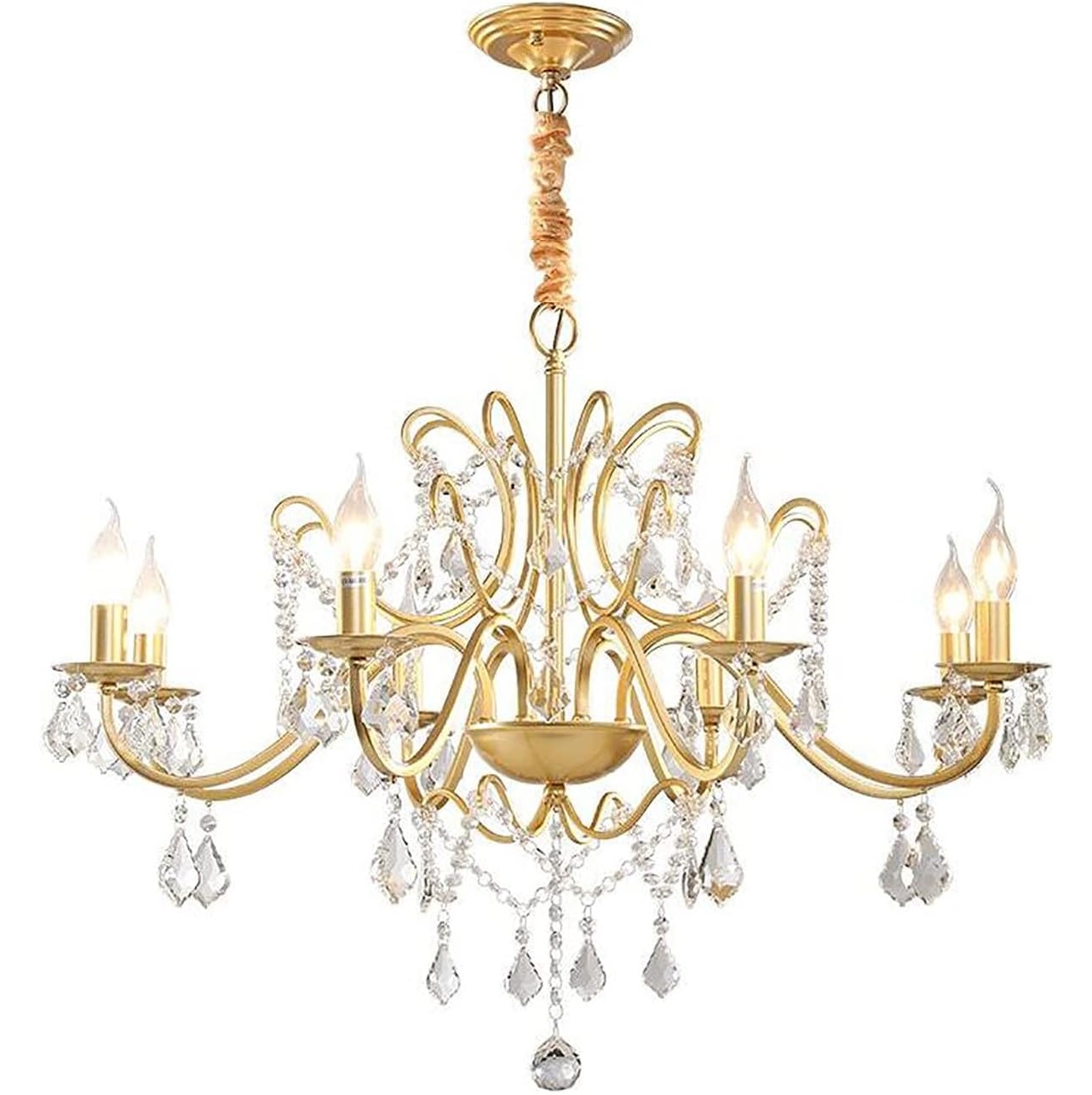 moderno lustre luminária de teto Gold cristal Wrought ferro pendente luminária para hotel quarto sala de jantar