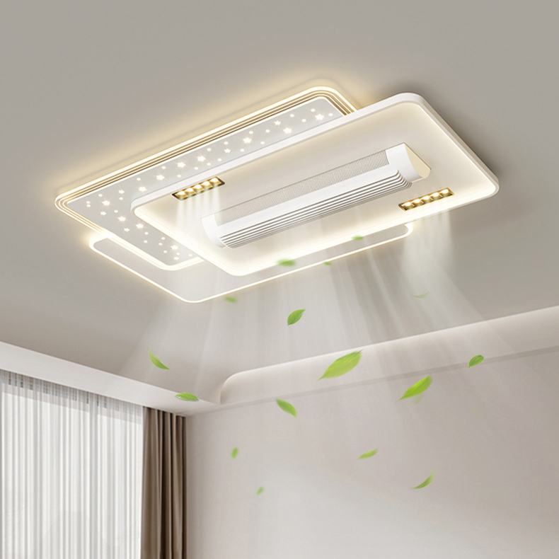 Minimalist Enclosed Blade controle remoto Silent inteligente Control Retractable teto Fan luminária LED dimerizável moderno teto Fan