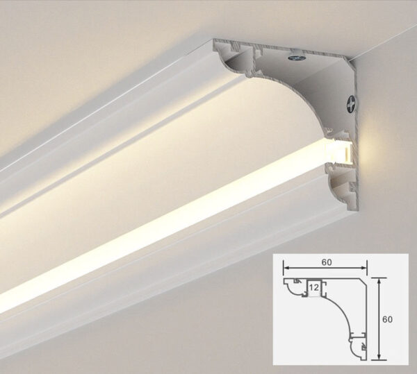 60X60mm Plaster Line fita LED Emitting linear sala de estar quarto teto Corner linear luminárias