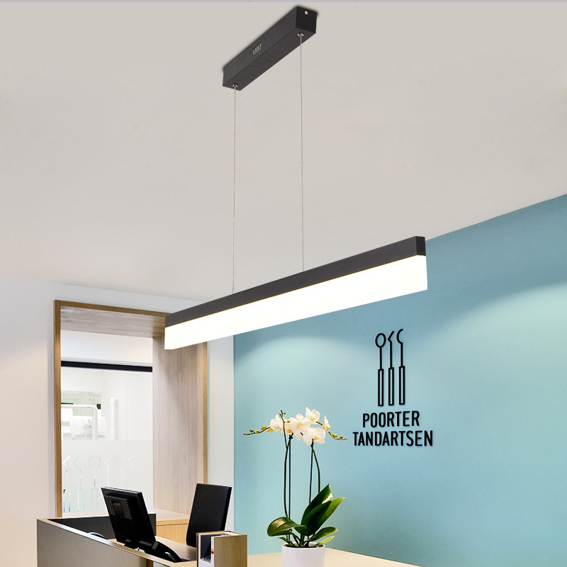 Minimalist Long Strip escritório cozinha Island bar luminária pendente alumínio Dining Table luminária LED linear lustre iluminação