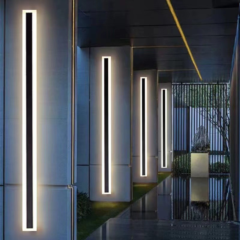 moderno externo Exterior linear Strip Metal Acrylic luminária de parede à prova d'água Garden Sconce LED Long Wall luminária