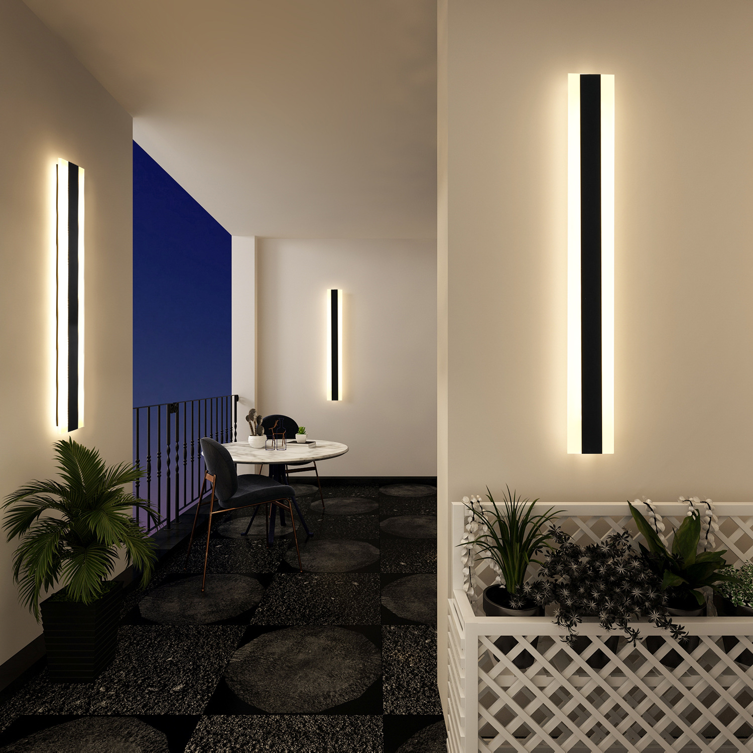 moderno Long Strip externo linear à prova d'água Ip65 LED varanda luminária preto nórdico Garden Outside iluminação Wall Mounted lâmpadas