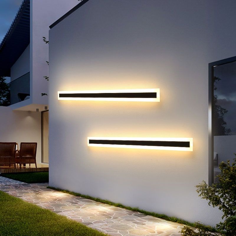 moderno nórdico Ip65 à prova d'água Led Strip linear externo preto Electric Metal luminária de parede Villa externo Garden Wall luminárias