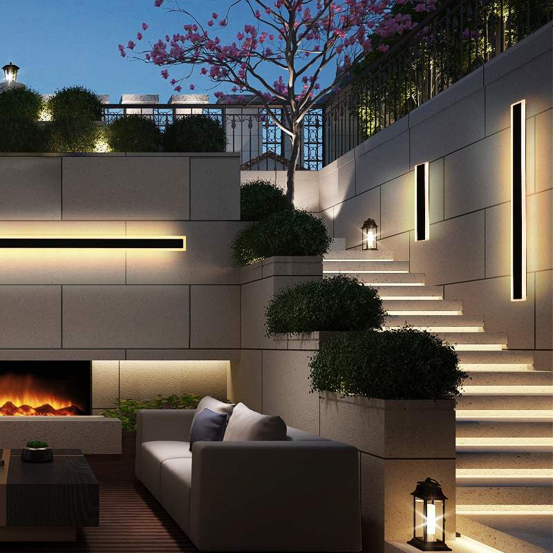 moderno Luminaire IP65 à prova d'água externo Villa hotel Garden Decor LED luminária de parede Decorative Contemporary linear Strip Wall luminária