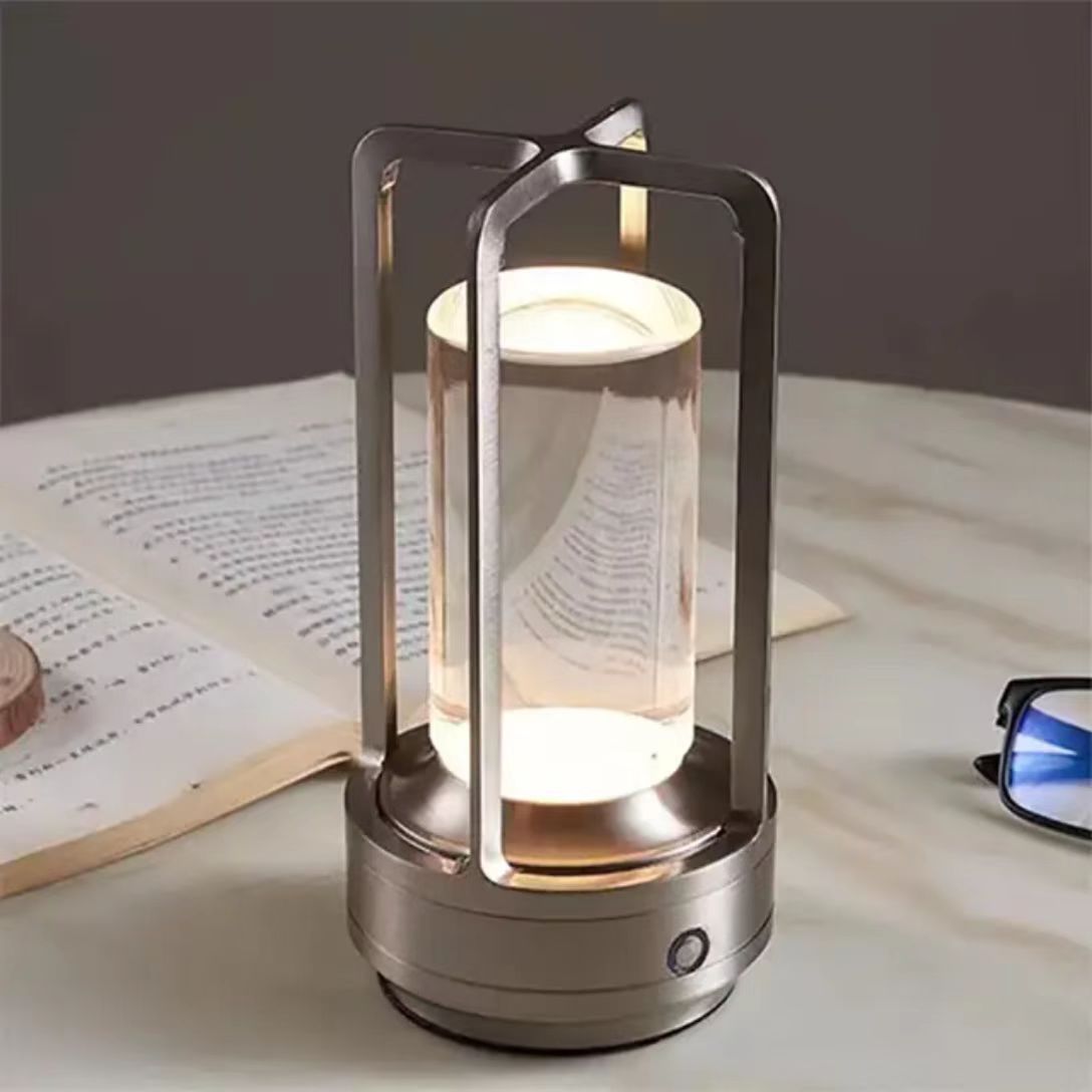 Vintage Gold Black Crystal Shade Battery Operated Dimmable Rechargeable Restaurant Touch Cordless Luxury LED Table Lamps Light