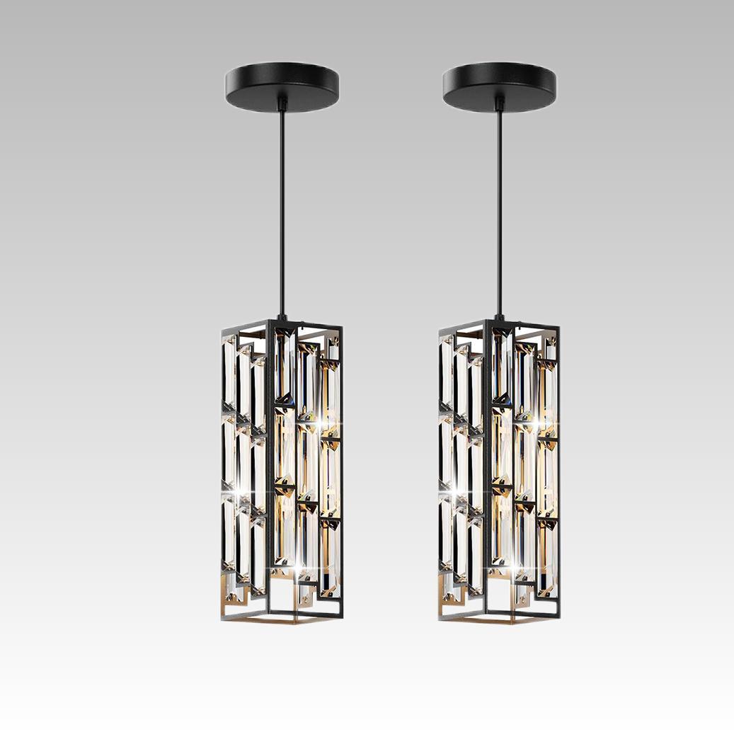 moderno preto cristal quadrado luminária luminárias cozinha Island sala de jantar quarto cozinha iluminação pendentes lâmpada