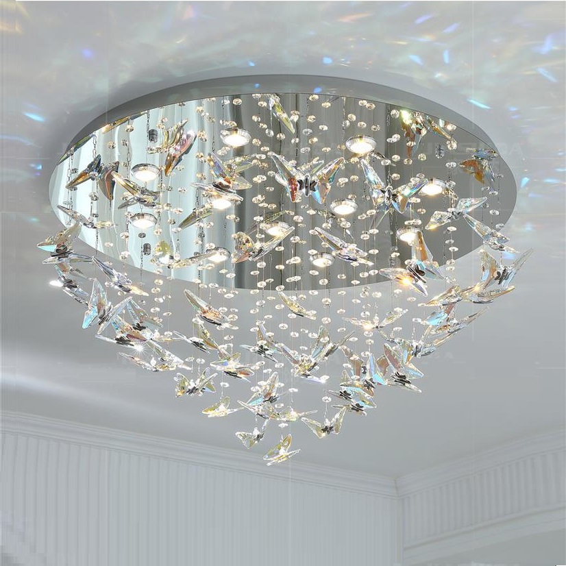 Luxury cristal Butterfly lustre Luxury Stainless Steel K9 cristal Big lustre