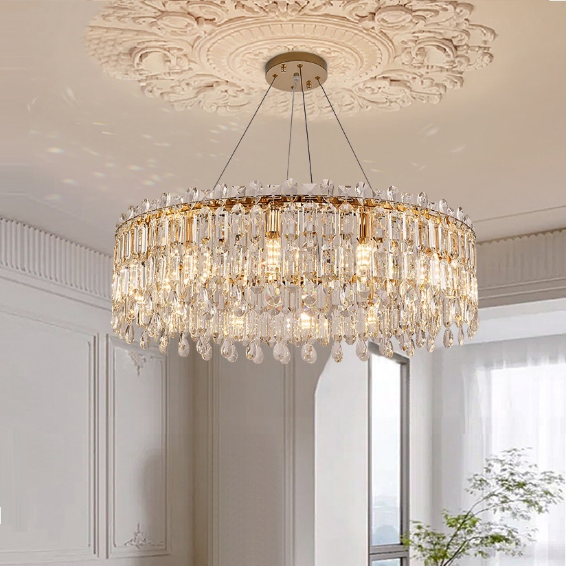 Post-moderno luminária Luxury cristal redondo lustre Villa sala de estar sala de jantar lâmpada hotel Wedding Banquet Hall LED lustre