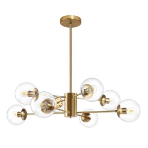 8-luminária Globe Sputnik lustre moderno Gold Sputnik lustre mid-century Globe pendente Chandeliers para cozinha quarto