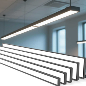 Jpungsun 1.2m 4FT Modern Black White Commercial Lighting Suspended Surface Mounted Office Indoor Led Linear Pendant Light