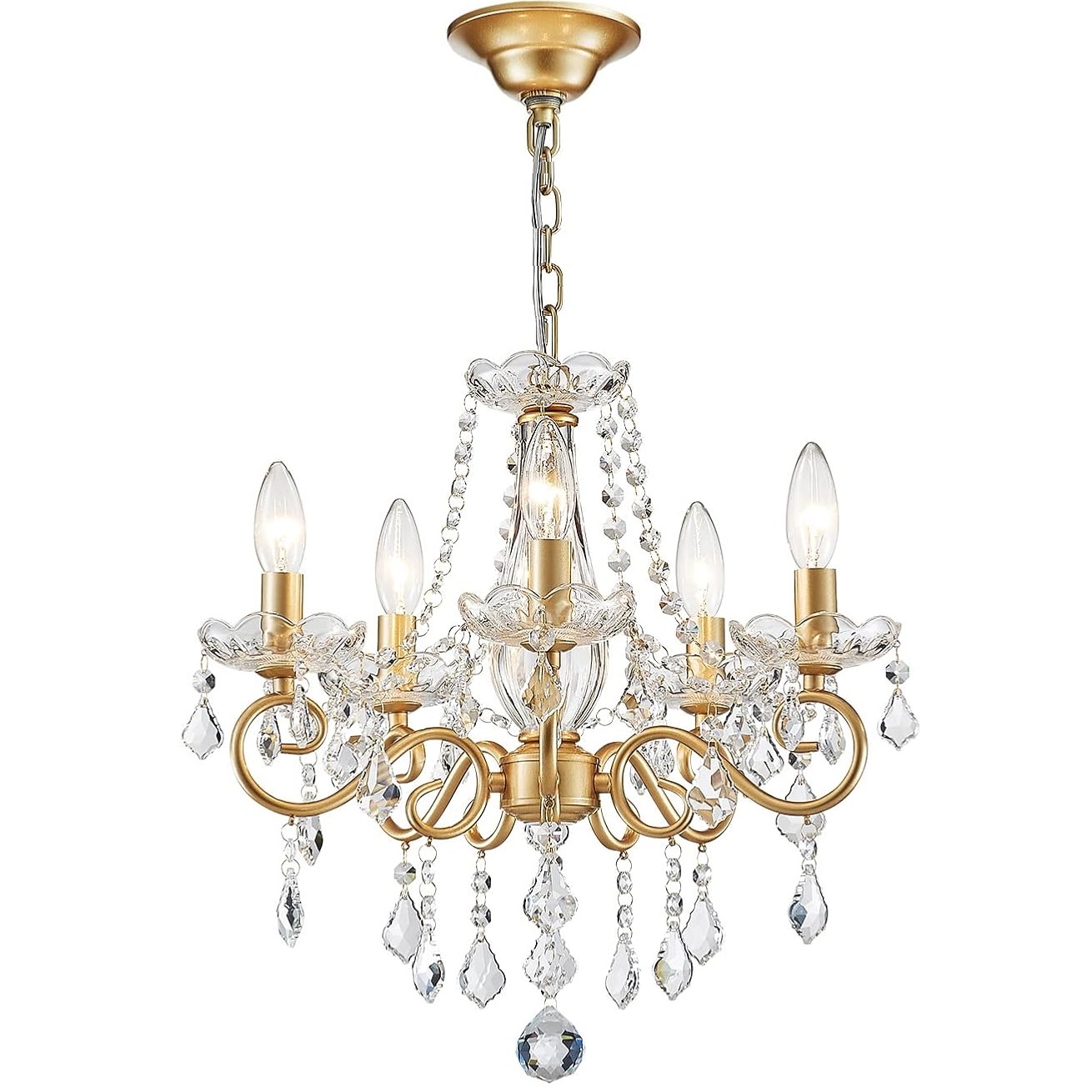 mini cristal lustre K9 cristal iluminação lustre para sala de estar 5 E14 lâmpadas High 16.5 in X diâmetro 16.9 in