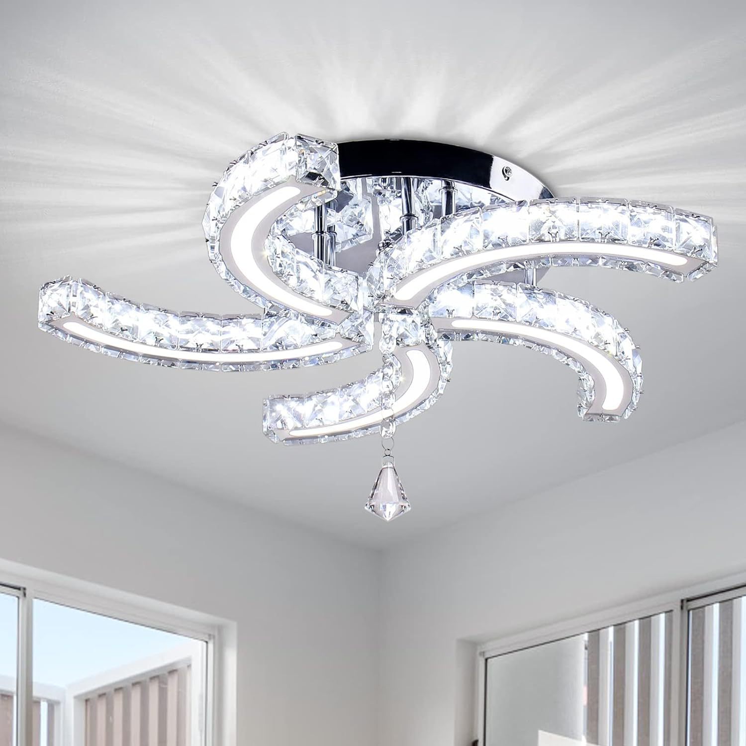 moderno Creative cristal quarto Designer Luxury luminária de teto Master quarto Creative LED luminária de teto lâmpada