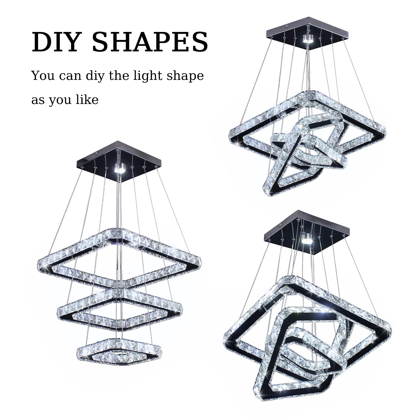 moderno Minimalist LED luminária de teto Sleek Unique Double-Ring cristal Design para quarto sala de jantar Chandeliers pendentes