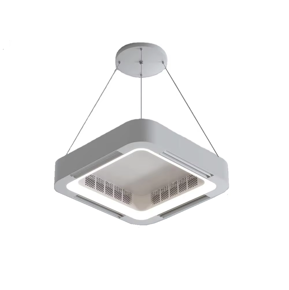 quadrado Bladeless Fan teto iluminação 6 Speed Silent Fan luminária dimerizável Via App controle remoto Chandeliers