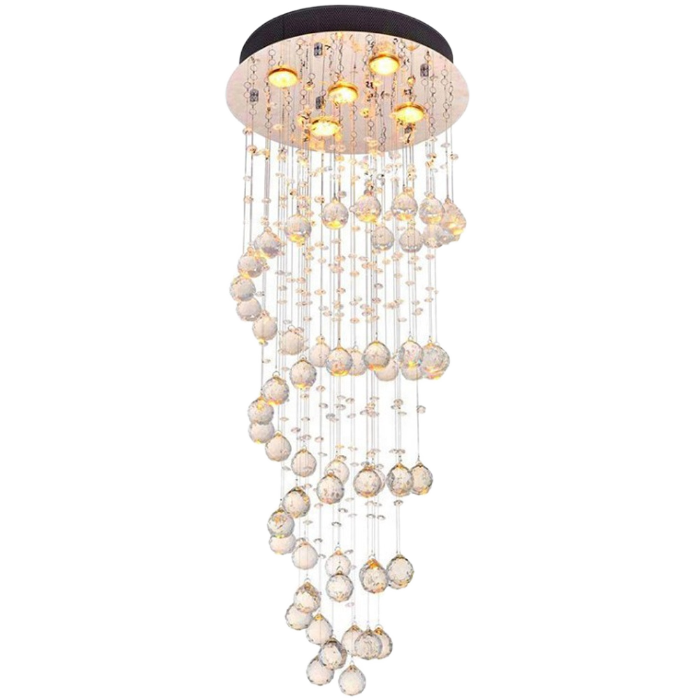 Luxury K9 cristal LED pendente sala de estar quarto 5 luminárias Stainless Steel Shade Long Hanging lustre