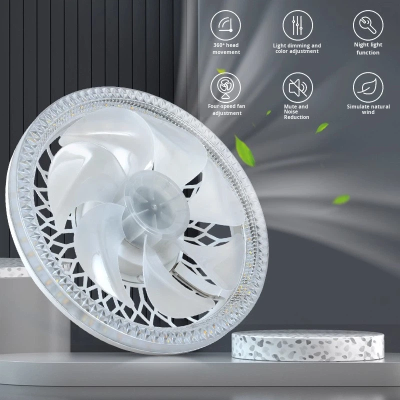 LED Ceiling Hanging Fan Light E27 Screw-base Crystal ABS Remote Control Home Bedroom Kitchen Factory-direct Modern Design