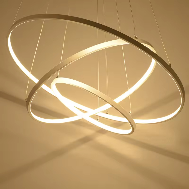 moderno Three Ring LED iluminação luminária de teto lustre para sala de estar sala de jantar lâmpadas New Design White preto Gold cor