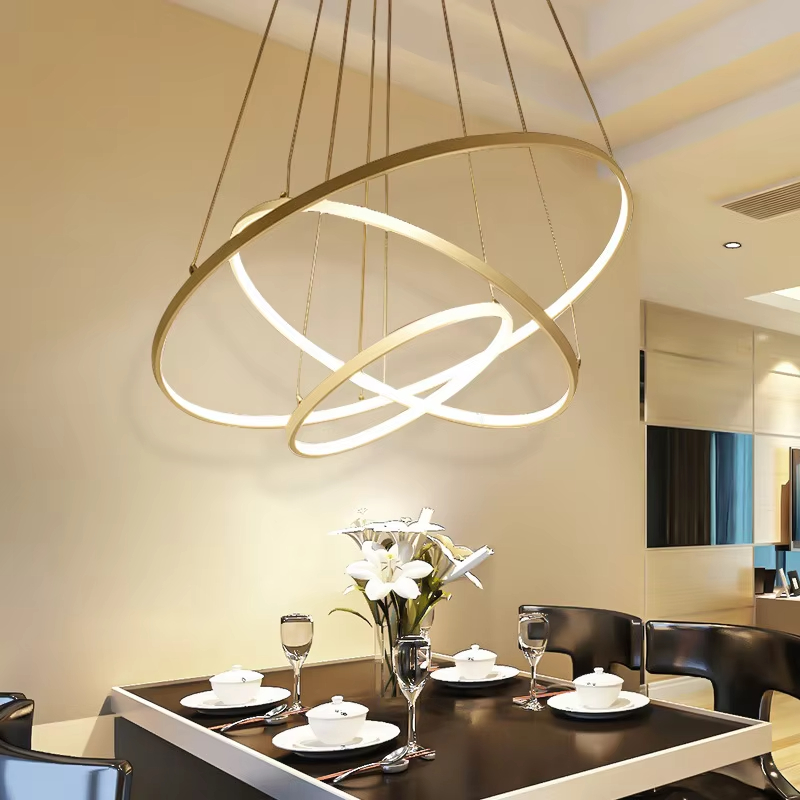 nórdico Classic Led Ring Circle Acrylic lâmpada lustre pendente alumínio Acrylic cozinha Island 75w preto White Gold cor