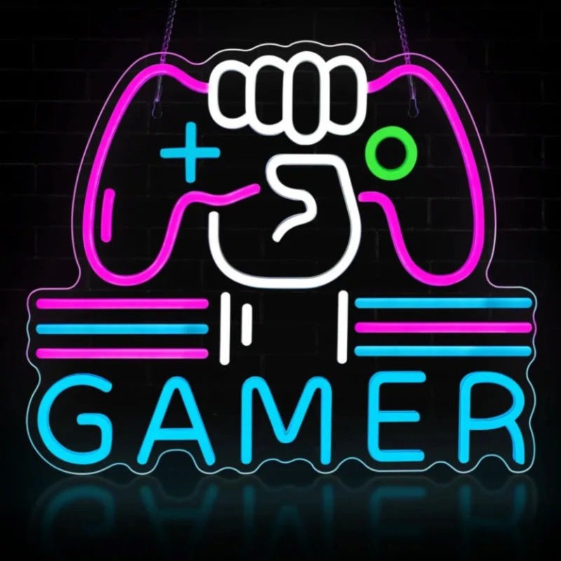 Best LED Neon Gamepad-Shaped USB-alimentado Gamer Room Decor Top Gaming Wall Decor Gift para Teens Kids Gamers para carro Advertising