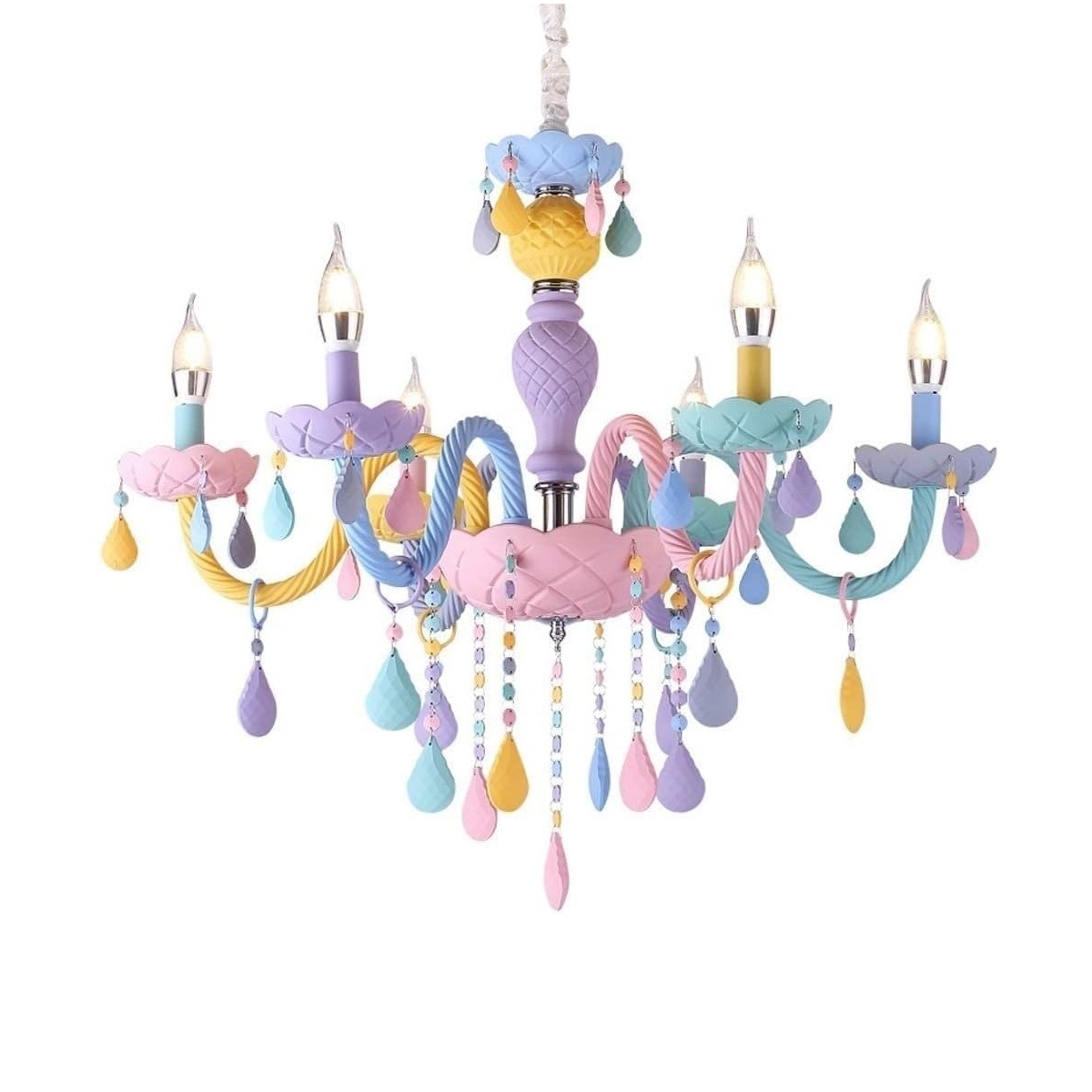 Colorful lustre K9 cristal pendente Decor Multicolored Shade luminária de teto quarto sala de estar iluminação pendente 6 luminária