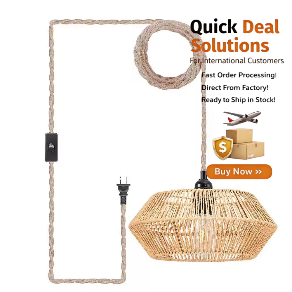 Handmade Chinese estilo Cotton Rope Woven Lampshade para Homestay, restaurante or Coffee Shop