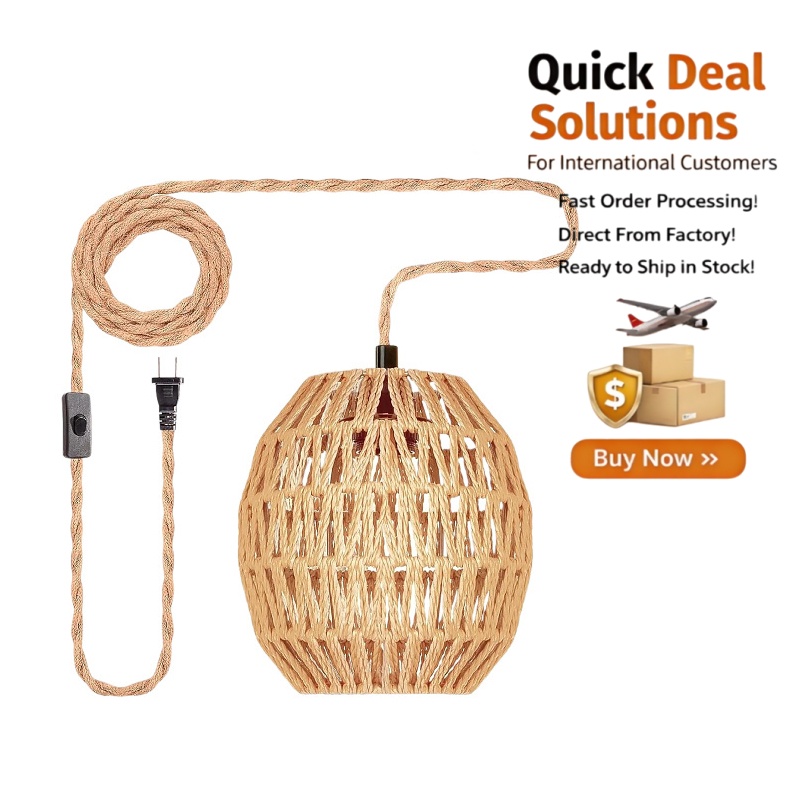 retrô Hemp Rope pendente, Handwoven redondo Hanging lâmpada para cozinha Island sala de jantar
