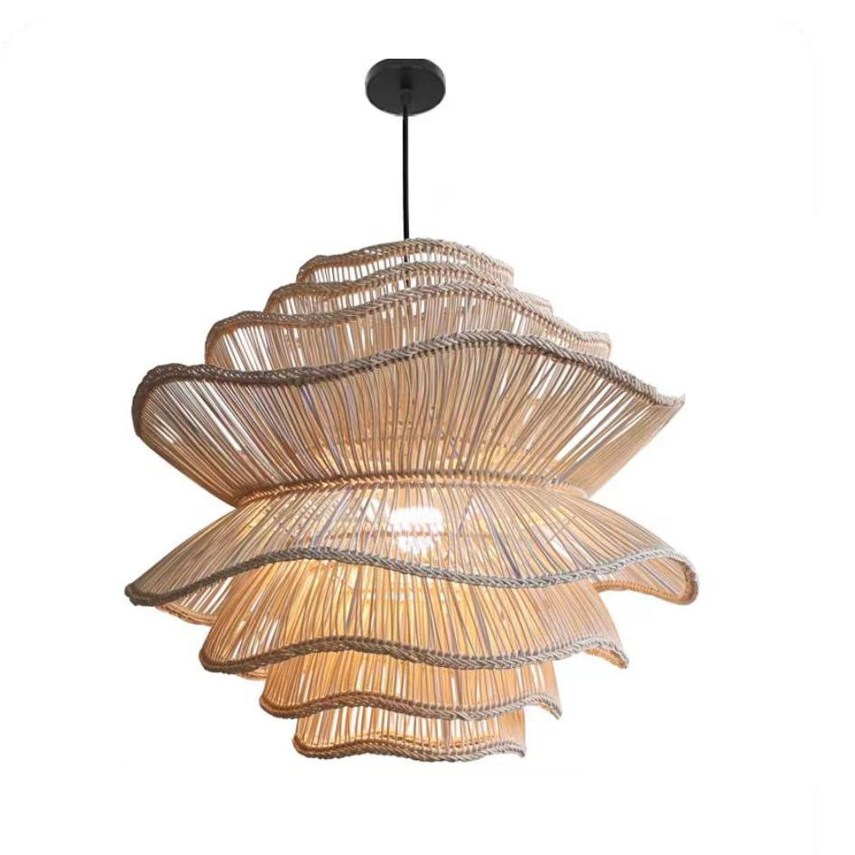 Bohemian Rattan pendente Handwoven Natural Warm White Eco para sala de jantar hotel Villa Coastal Decor