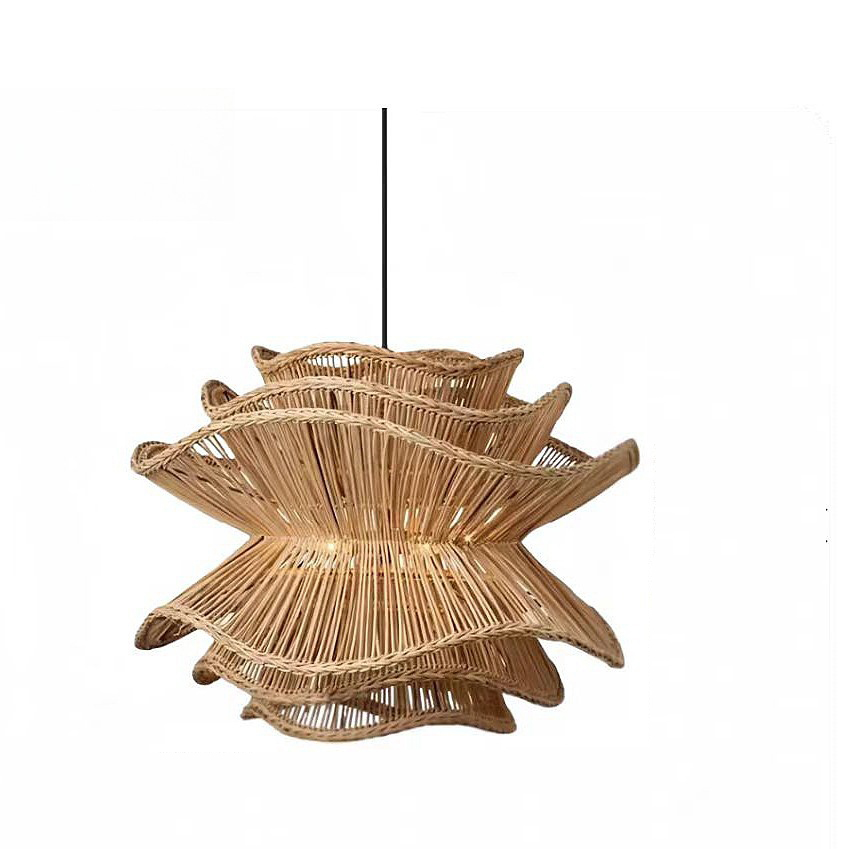 moderno Rattan luminária pendente Easy Hanging instalação Small Bamboo lustre para sala de jantar Mall Projects