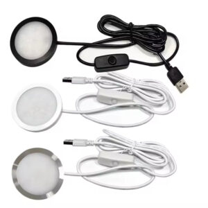 Round Ultrathin LED Light Base USB 5V 12 Cabinet Light Puck Light Warm White RGB Color Plastic Bedroom Toy Figurine 3D Model