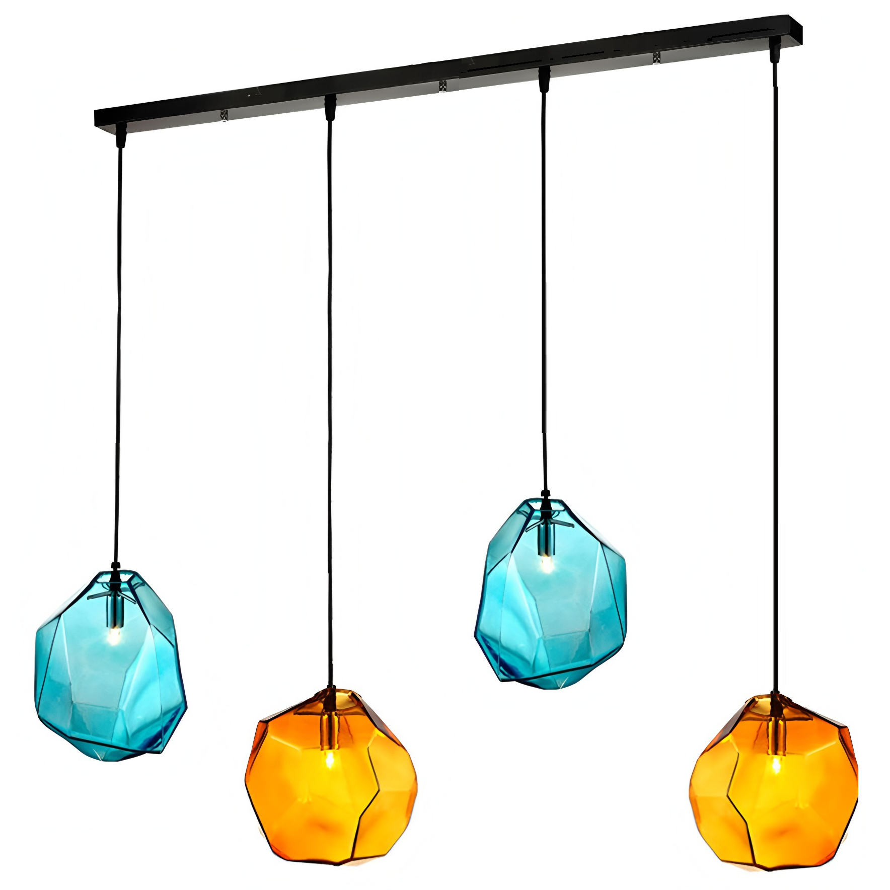 Colorful Seeded Glass industrial estilo 4 luminária LED Close to luminária de teto com Glass Shade pendente