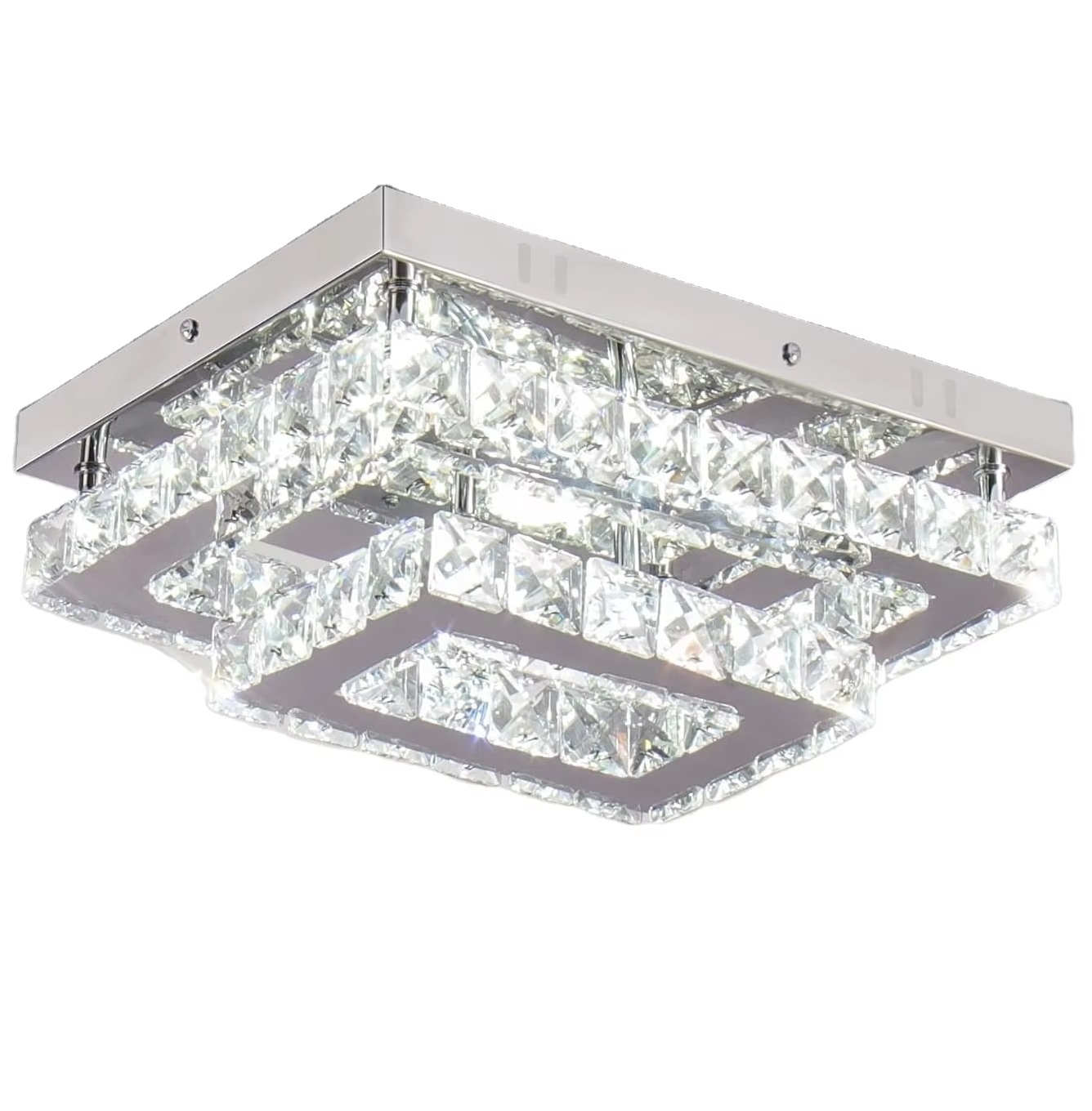 LED cristal luminária de teto moderno Rectangular luminária de teto K9 cristal Stainless Steel luminária de teto lustre para sala de estar
