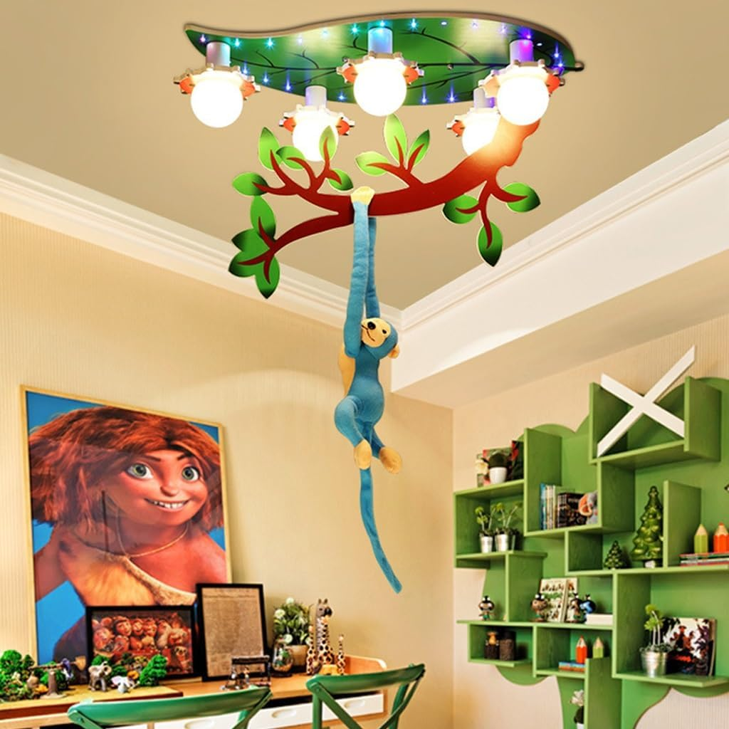 E27 luminária de teto moderno Children's lustre Monkey Shaped Boy Girl Baby Children Nursery lâmpadas teto Baby Room sala de estar