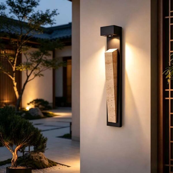 externo à prova d'água Warm White LED Stainless Steel Long Strip Yellow Cave Stone luminária de parede para Courtyard Villa Gate Long corredor