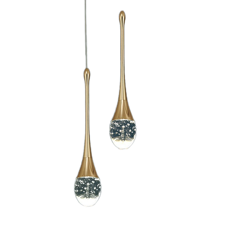 Teardrop cristal pendente Gold Slim Waist LED para quarto Bedside sala de estar Background Wall Home hotel Stair Decoration