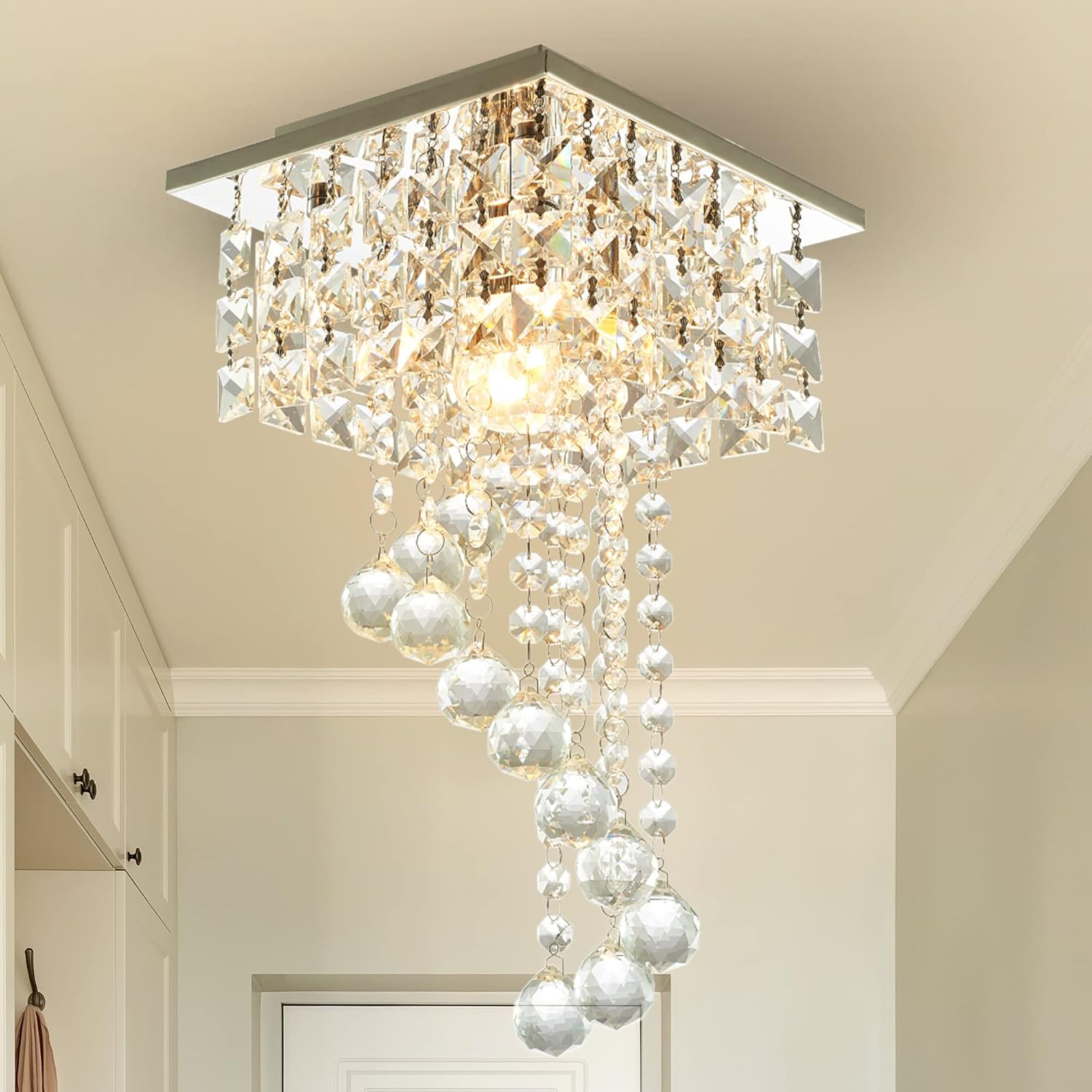 mini cristal lustre, moderno luminária de teto luminária embutir pendente para quarto sala de estar sala de jantar corredor