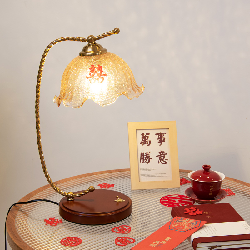 Newlywed recarregável Touch-Sensitive abajur New Chinese estilo Bedside lâmpada Night luminária luz ambiente Long-Lasting quarto