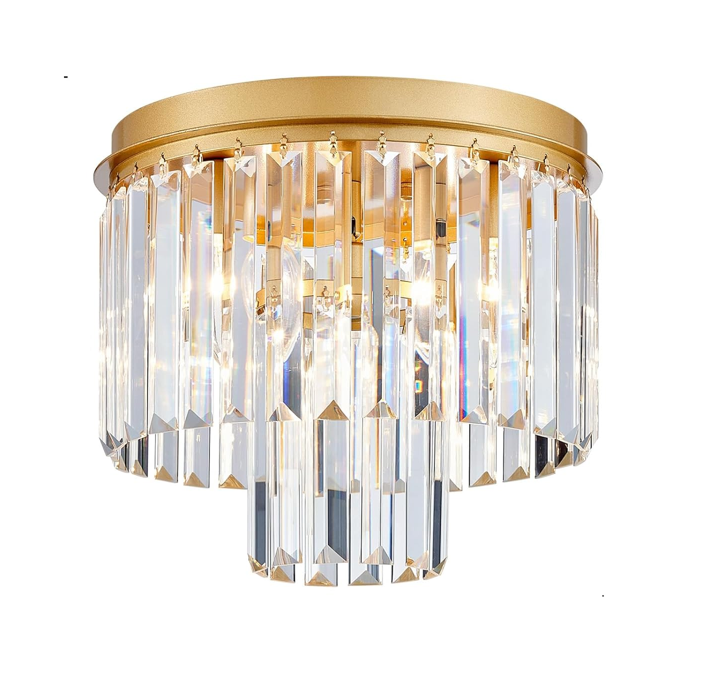 cristal luminária de teto, 3-luminária moderno Flushmount luminária de teto luminária para sala de estar, Dinning Room, corredor Gold acabamento Frame
