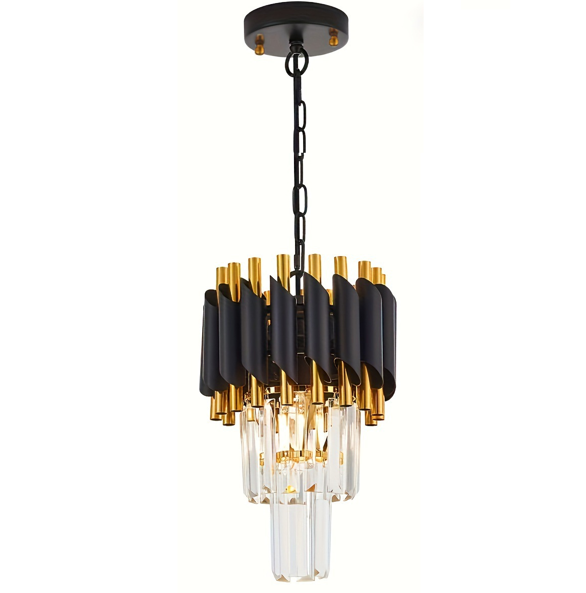 moderno preto e Gold mini cristal lustre gota cozinha Room corredor, industrial