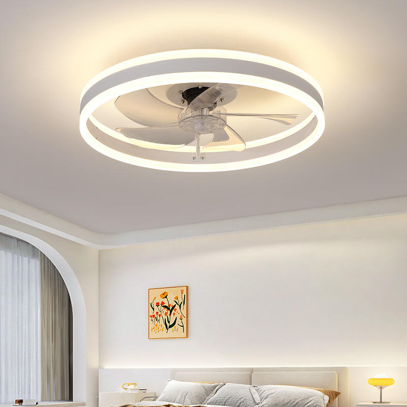 19.7 Inch Invisible LED teto Fan lâmpada inteligente DC Motor 7-Speed dimerizável interno sala de estar quarto Fancy iluminação