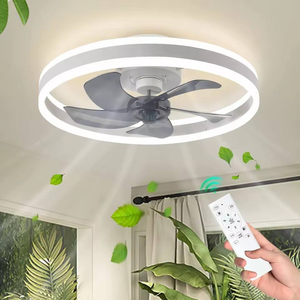 Luxury moderno inteligente lustre teto Fan com luminária Motor controle remoto embutir para quarto sala de estar Decoration