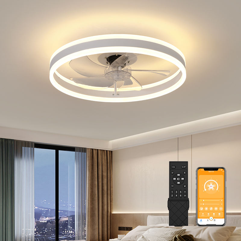 moderno 19-Inch preto LED teto Fan com controle remoto 7 Speeds Low Profile para quarto Kids Room sala de estar estilo fazenda Decor