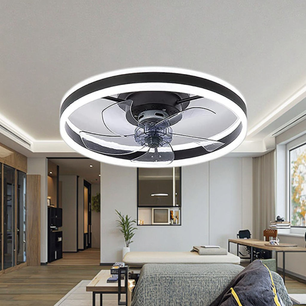 moderno Home AC Motor teto Fan com LED luminária controle remoto Switch Acrylic corpo para quarto sala de estar Decor