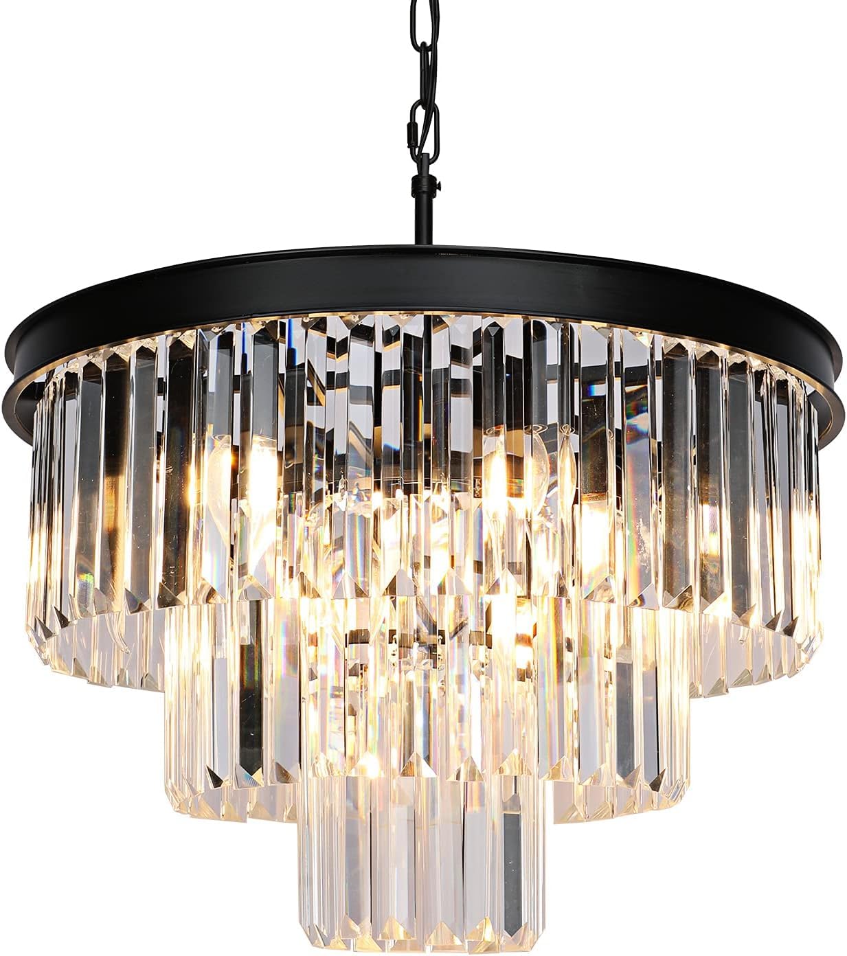 simples moderno altura ajustável Luxury cristal preto lustre luminária para Dining Hall sala de estar Entryway cozinha Island
