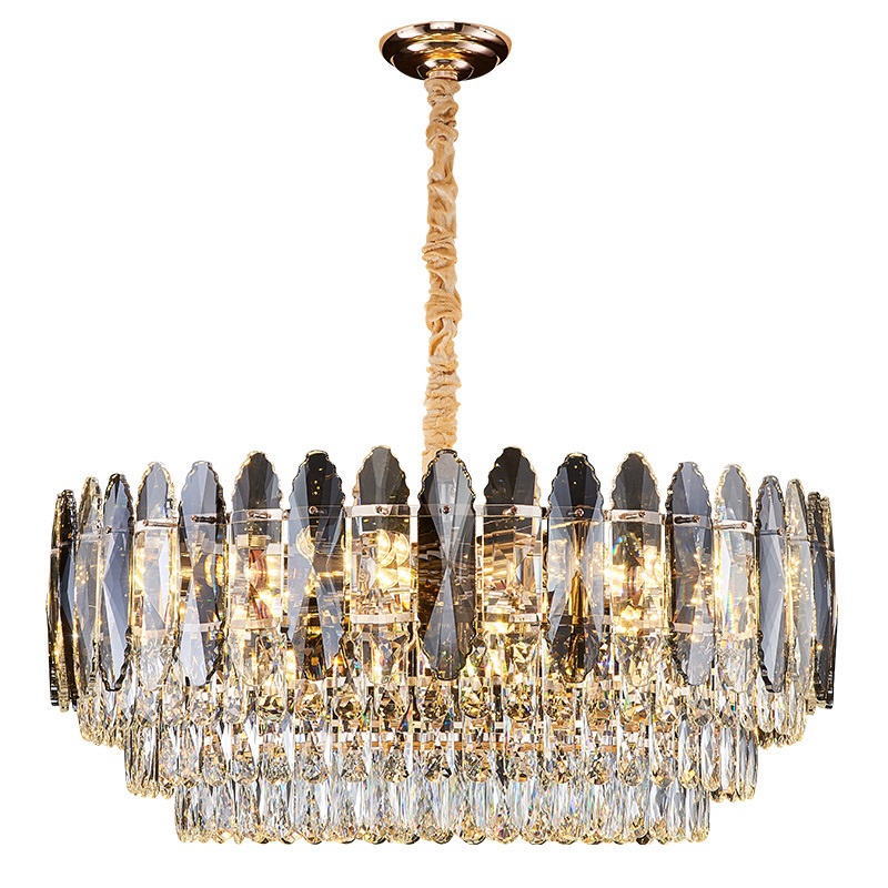 Gold redondo 16 luminárias mid-century industrial Gold Metal K9 cristal luminária Luxury lustre