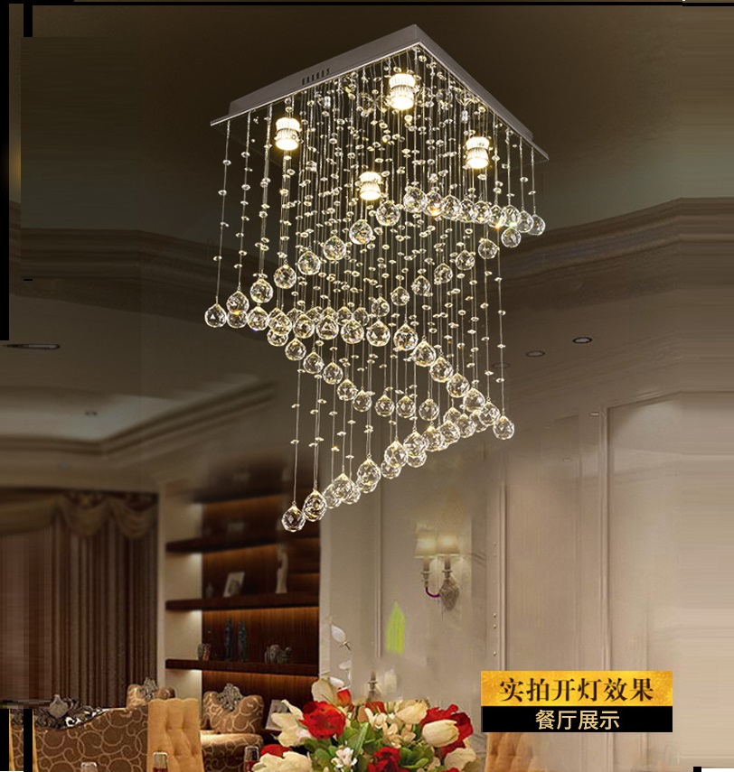 moderno cristal lustre iluminação, Clear K9 Glass cristal luminária de teto quadrado Luxurious Spiral Sphere embutir luminárias