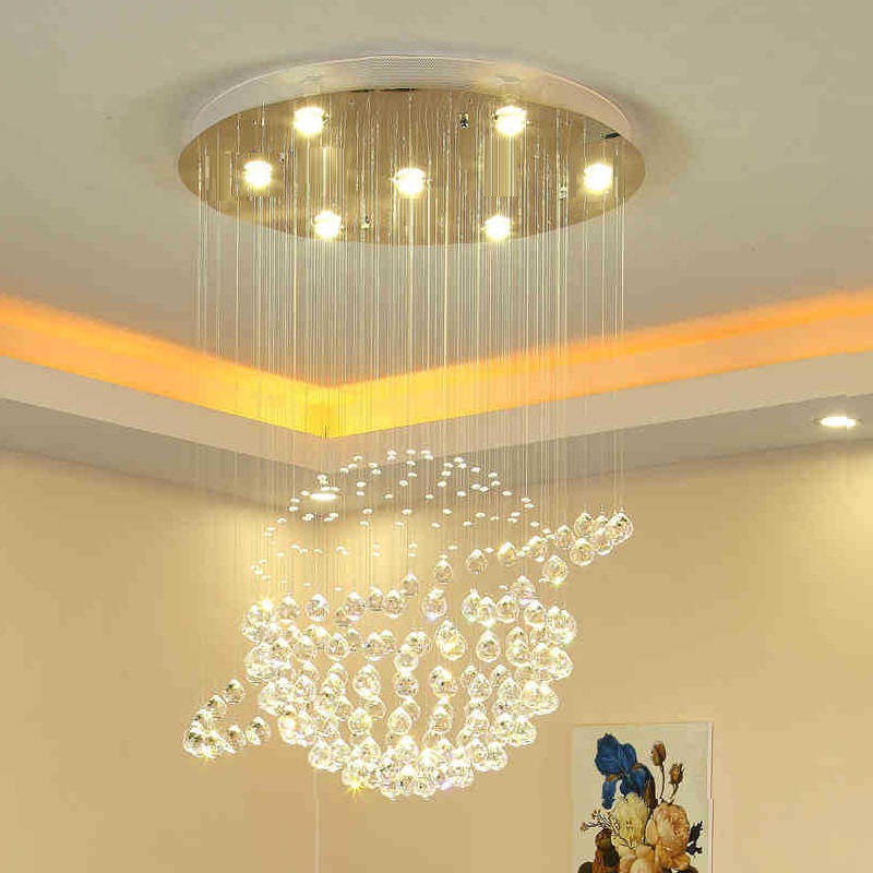 moderno cristal lustre iluminação, Dia50cm, Clear K9 Glass cristal luminária de teto, Luxurious Spiral Sphere embutir luminárias