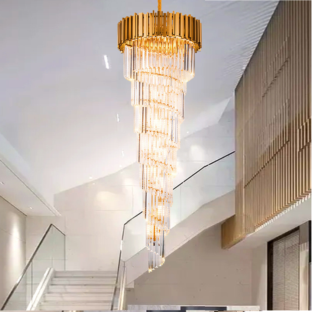 Post moderno Minimalist sala de jantar lâmpada Designer Model Room iluminação Villa Gold grande cristal lustre