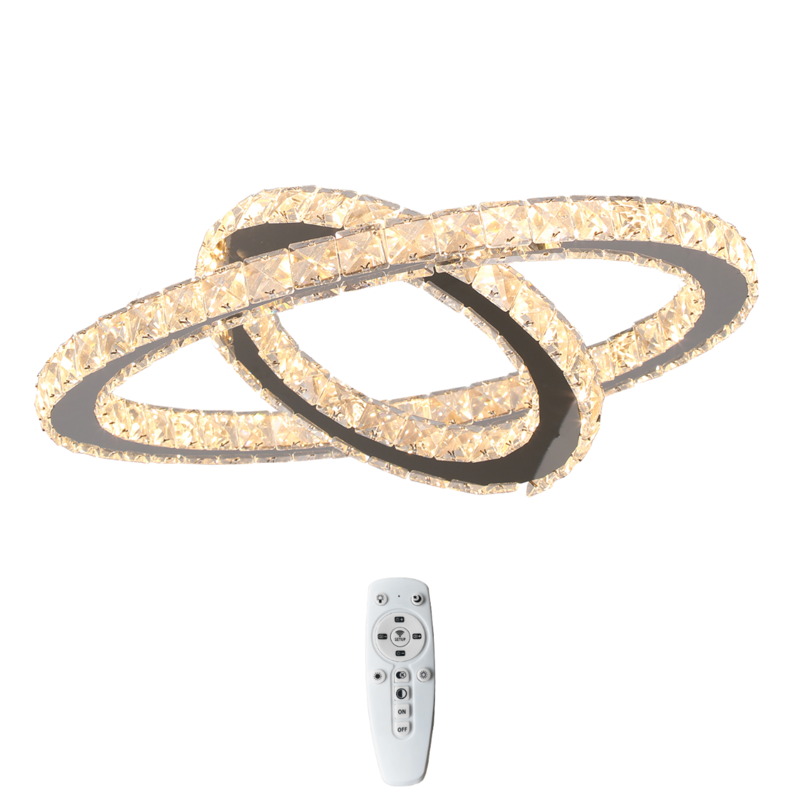 moderno Chrome Stainless Steel Ring Changeable LED cristal lustre luminária de teto luminária controle remoto quarto dimerização