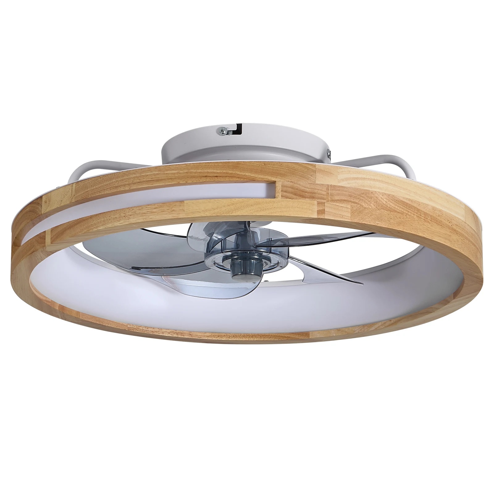 fábrica atacado moderno LED teto Fan com Wooden Leaves controle remoto dimerização Timing Speed para sala de estar High Quality